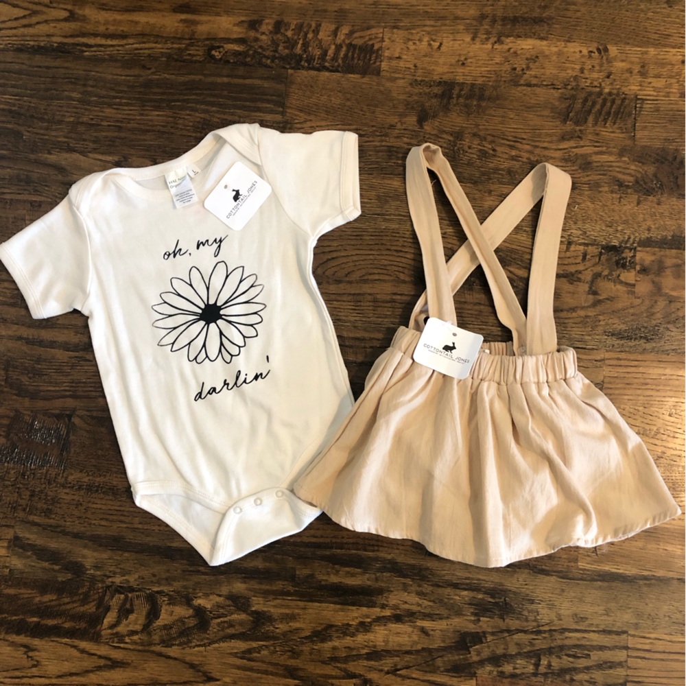 Overall Skirt Set Boutique Baby Girl Flower Onesie 18 Months New